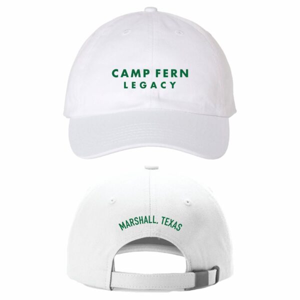 Camp Fern Legacy Dad Cap – White with Green Embroidery